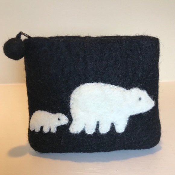 Handbags - WOOL Handmade in Nepal Polar Bear Coin Pouch Bag